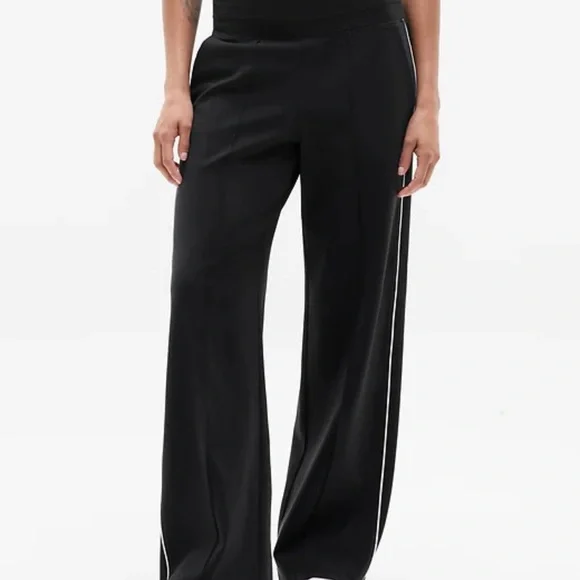 athleta Venice Black Track Pants with White Stripe - Picture 3 of 4